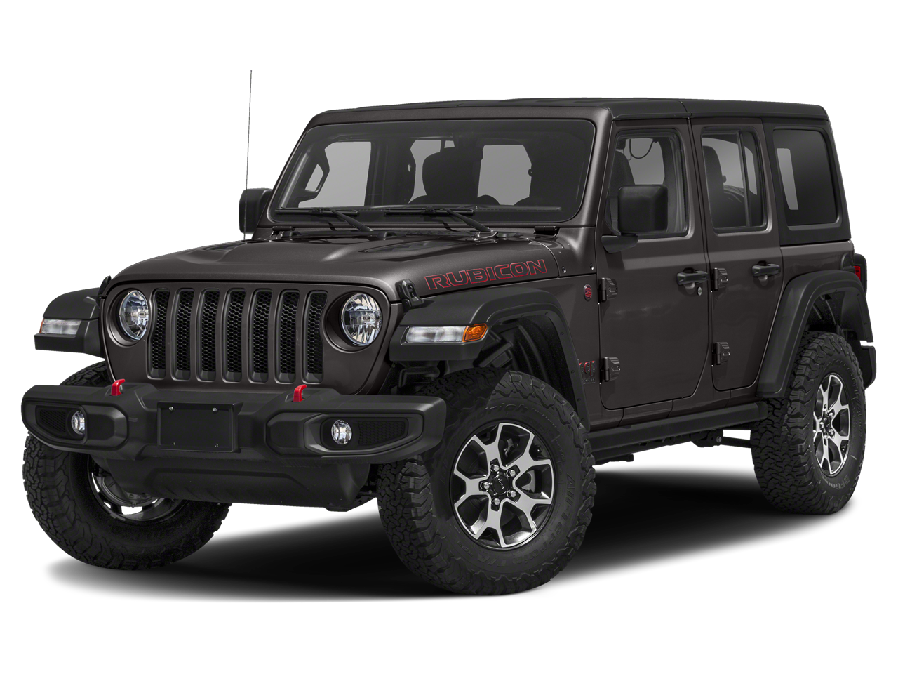 2019 Jeep Wrangler Unlimited Rubicon in Crystal Metallic — front three-quarter view