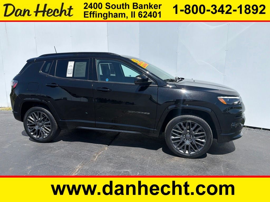 2023 Jeep Compass Limited in Diamond Black — front three-quarter view