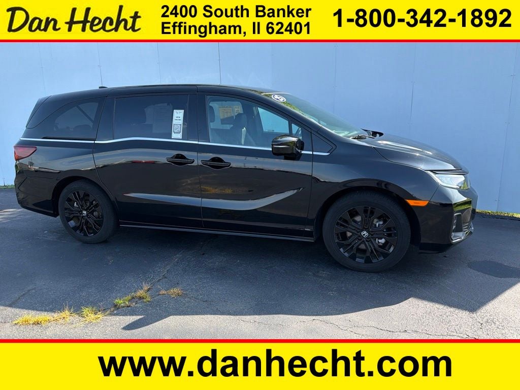2025 Honda Odyssey Sport-L in Crystal Black Pearl — front three-quarter view