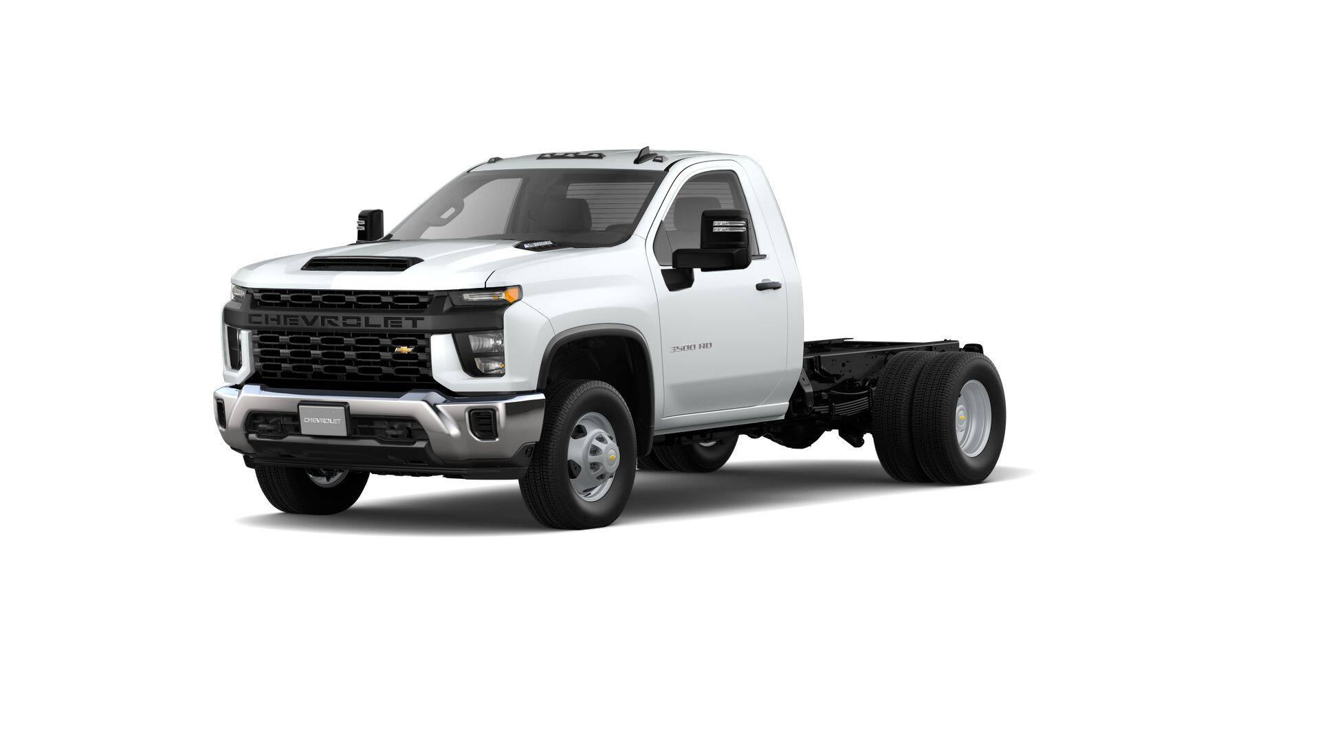 2026 Chevrolet Silverado 3500 HD Chassis Cab Work Truck in Summit White — front three-quarter view