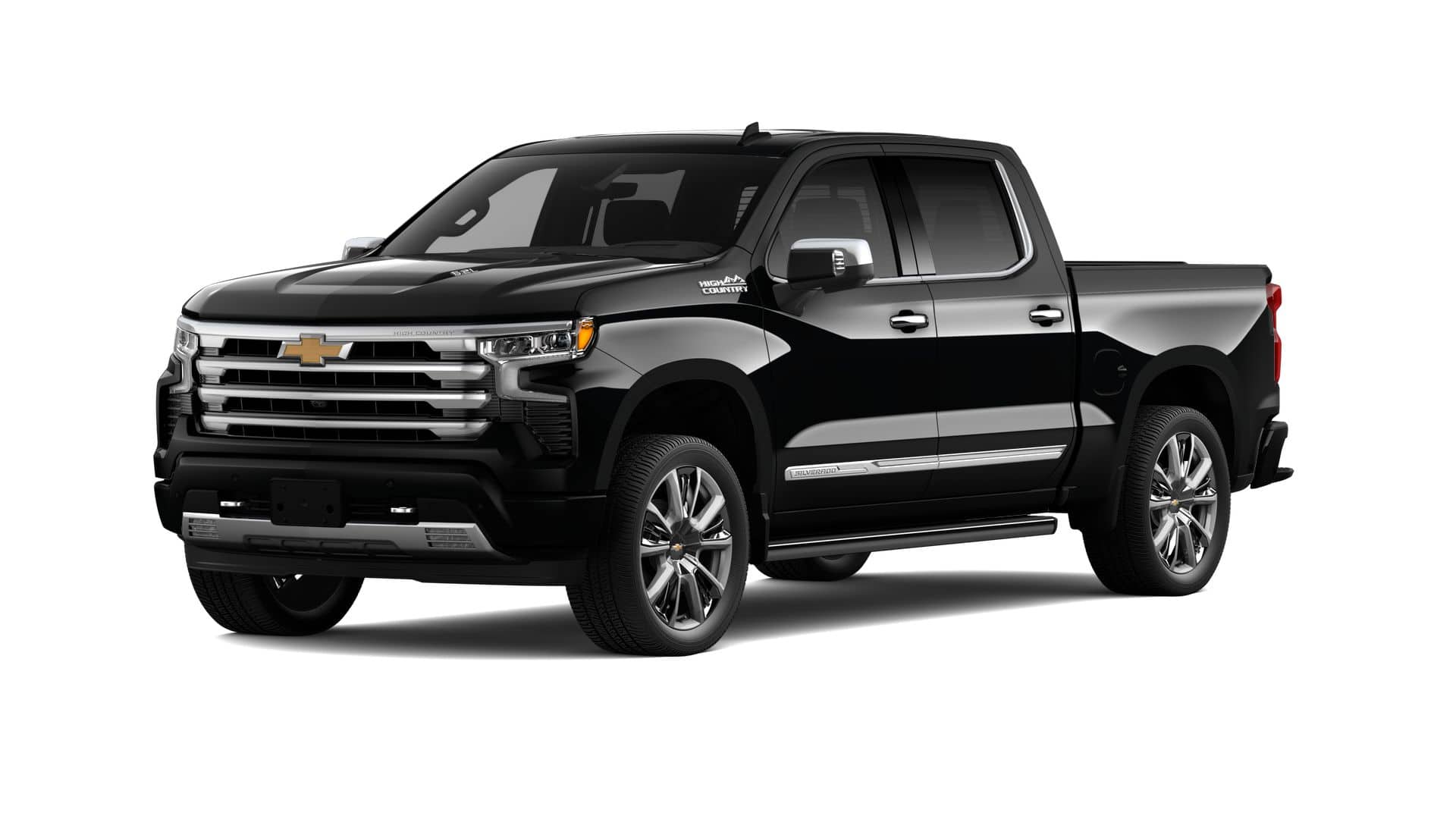 2026 Chevrolet Silverado 1500 High Country in Black — front three-quarter view